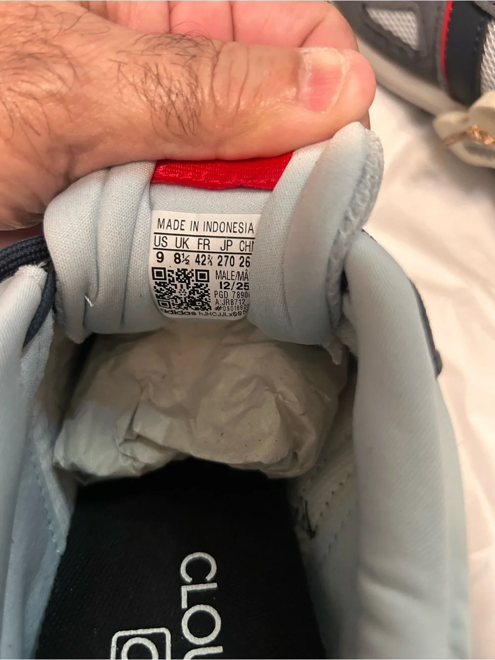 adidas Gray and Red Cloudfoam Comfort Running Shoes